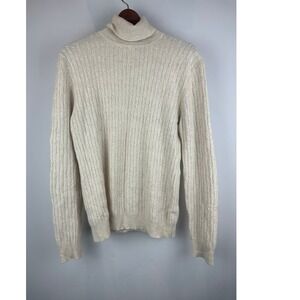 Saks Fifth Avenue Cashmere Collection Cable Knit Turtleneck Sweater Size L
